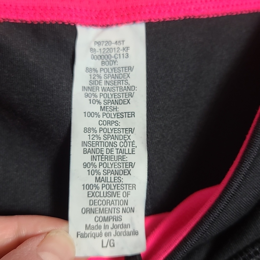 CHAMPION NWT High Performance Black & Pink Leggings w/ Drawstring Waistband L - Picture 3 of 14